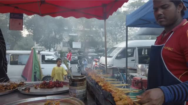 Seekh kabab making