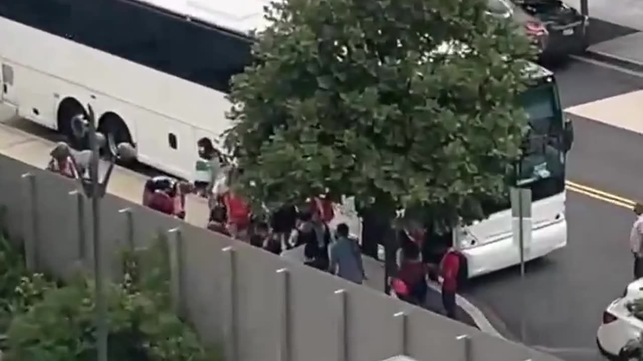 Pro-Palestinian protesters getting bussed into Washington DC