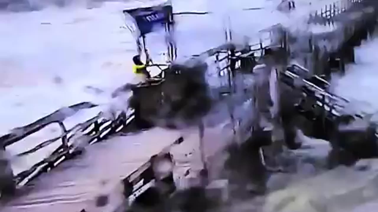 EPIC: Man Puts TRUMP 2024 FLAG on a pier During the largest storm in Florida's History