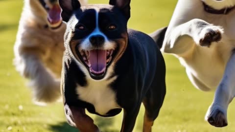 Dogs Trying to Fetch in Slow Motion