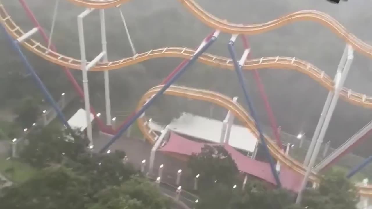 White Knuckle Moment: Sky Screamer Riders Stuck Swinging in Storm