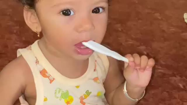 Cute baby brushing/facial expression mind blowing