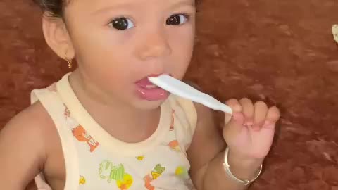 Cute baby brushing/facial expression mind blowing