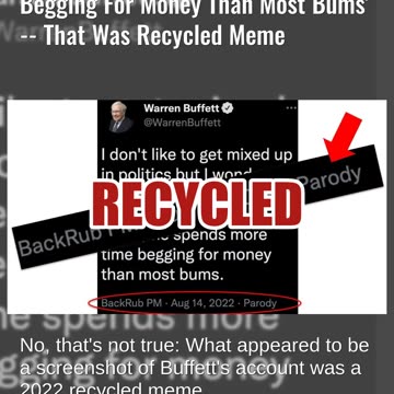 Fact Check: Warren Buffett Did NOT Tweet Trump 'Spends More Time Begging For Money Than Most Bums'