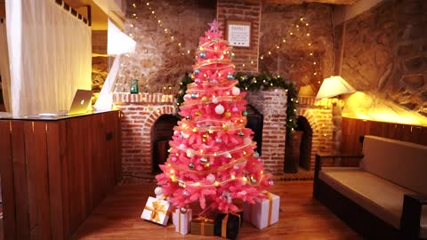 Artificial Christmas Tree Classic Xmas Pine Tree with Solid Metal Stand 5 6 7 FT Unlit Pink.