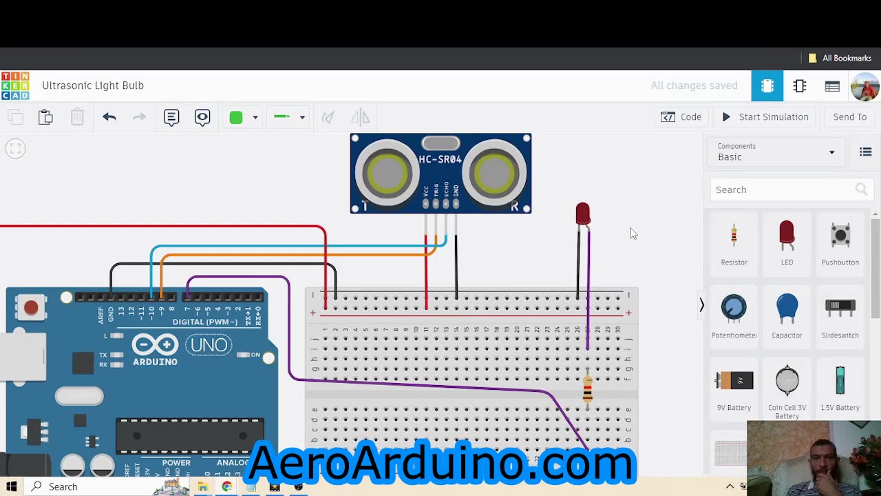 Crazy Ultrasonic Arduino Powerful Motion Sensor #Tinkercad #AeroArduino