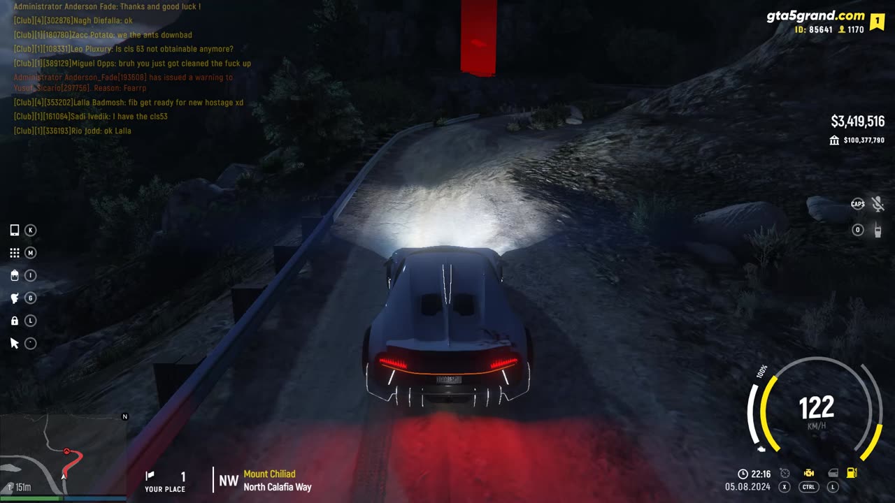 GTA V - Grand RP EN1 - Bugatti Chiron - Corrida de Rua de 05-08-2024 - 22:15 - Sargento Rodrigues