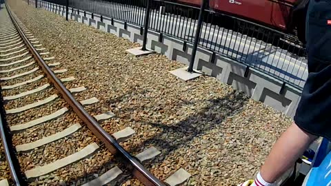 Surfing a speedy double deck train in Prague