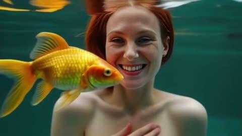 WOMAN PRETENDING TO BE A GOLDFISH