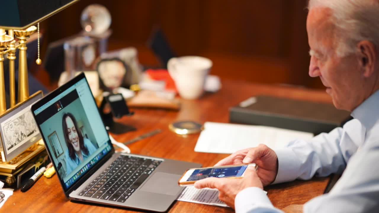 Joe Biden posts picture of his video call with Kamala Harris to social media