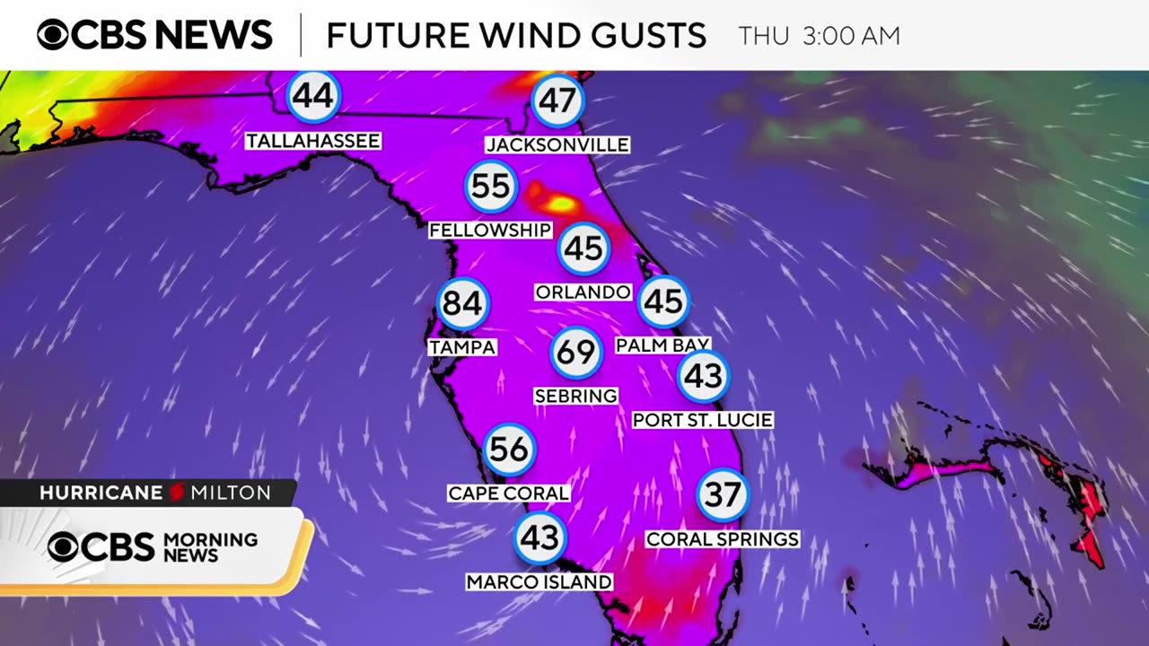 Latest details on Hurricane Milton with landfall expected overnight in Florida