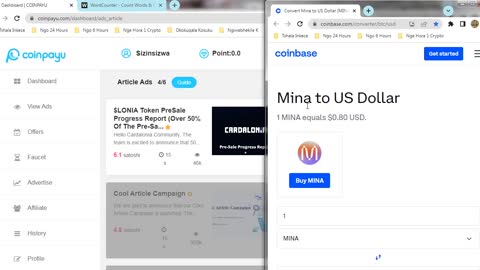 How To Get Free Mina MINA Cryptocurrency Watching Article Ads At Coinpayu & Instant Withdraw