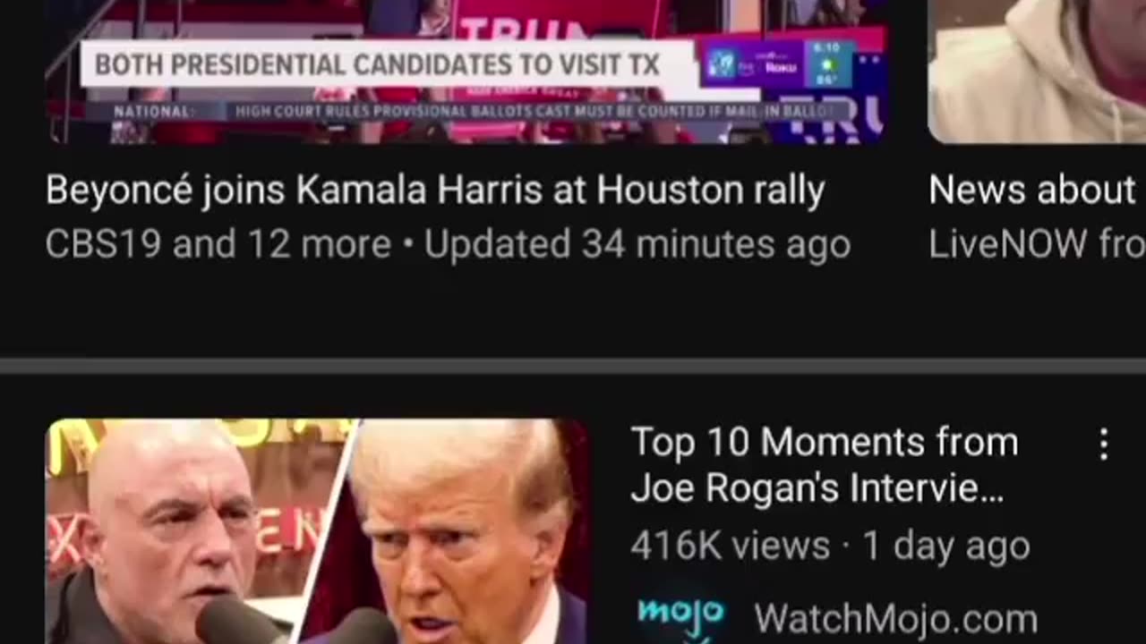 YouTube does not return the link to the full Joe Rogan/Trump interview