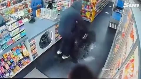 Idiot yobs set fire to THEMSELVES as they douse corner shop with petrol in arson bid