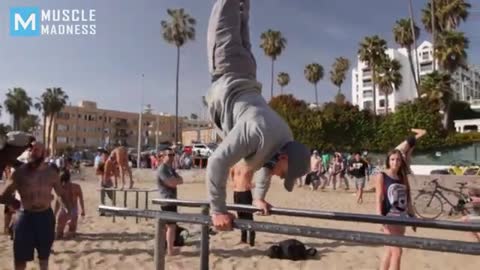 Prank Bodybuilder - Old Man Street Workout-the funniest video ever
