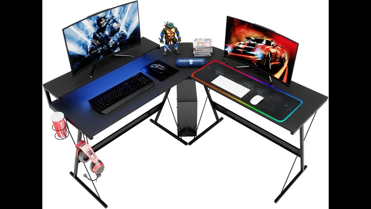 Review: Bestier l shaped Gaming Desk LED Large 55" PC Corner Computer Gaming Table, RGB Lights...