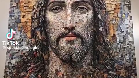 This Church Mural Of Jesus Is Composed Entirely of Newspaper Clippings