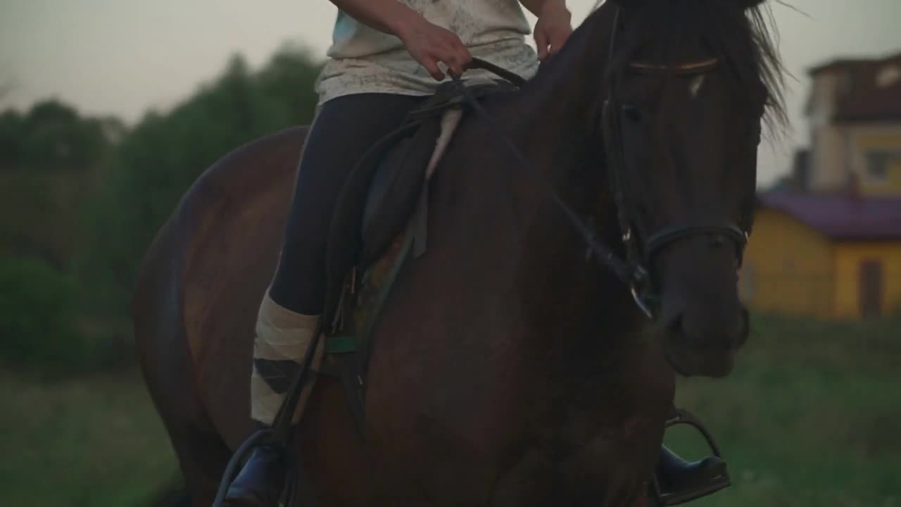 Girl is riding a horse