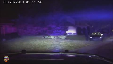 Police Chase, PIT Move Sends Suspect's Vehicle Spinning Out Into Yard... Foot Bail