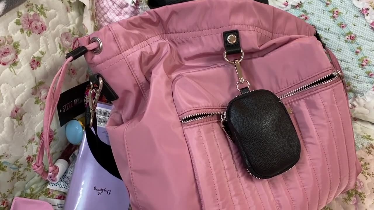 What's in my Steve Madden Blush Shoulder Bag Backpack from Marshalls.