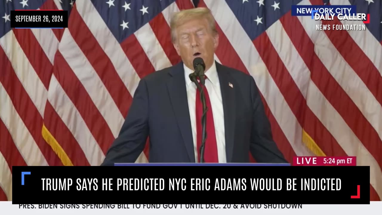 Trump Says He Predicted NYC Eric Adams Would Be Indicted