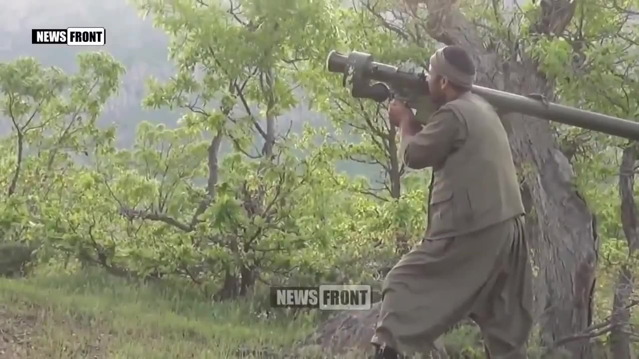 Taliban shooting down a chopper with a shoulder surface to air missile launcher