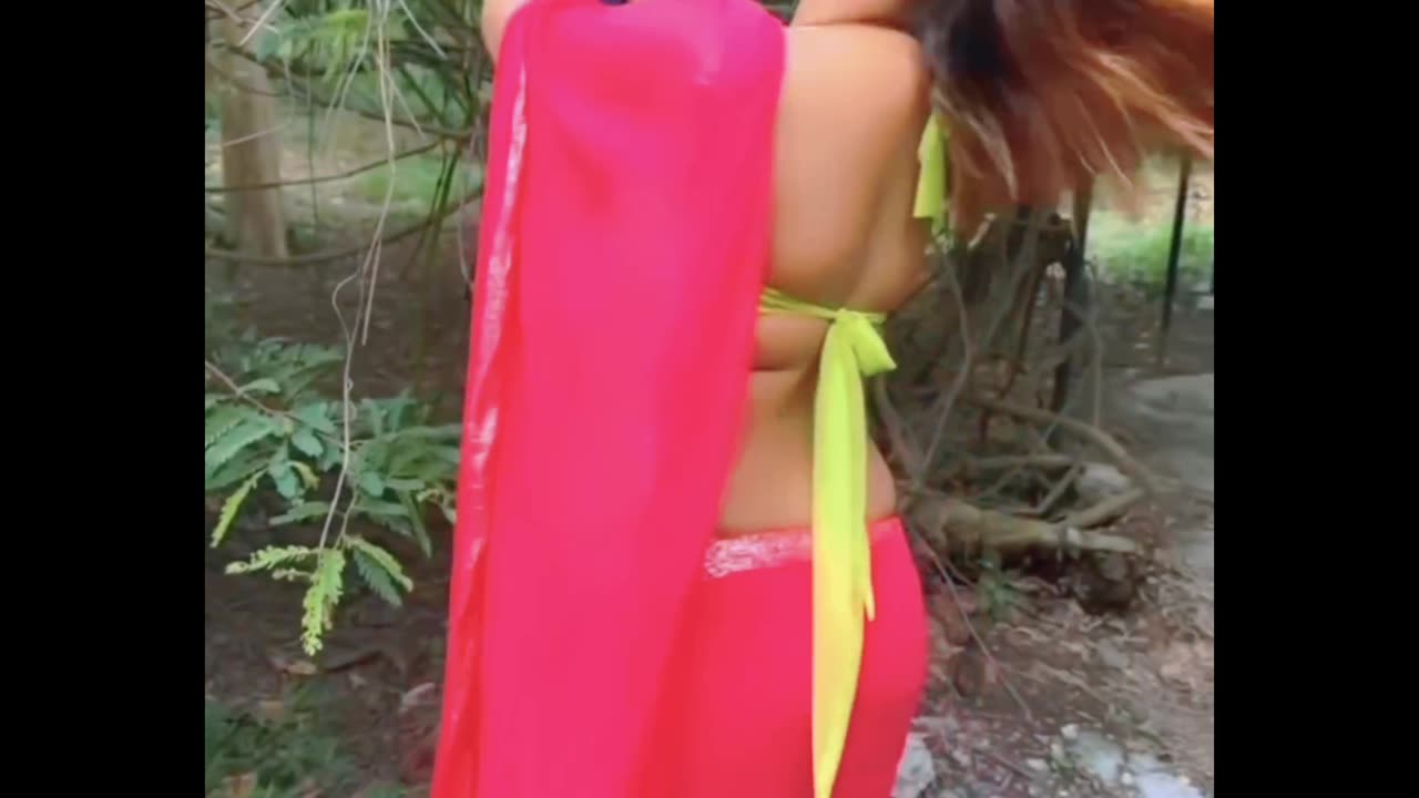 Cute girl in Pink Saree |