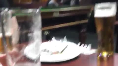 Upset Girlfriend Throws Pint on Boyfriend