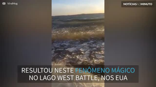 Espetáculo da natureza! Ondas de gelo se formam em lago nos EUA