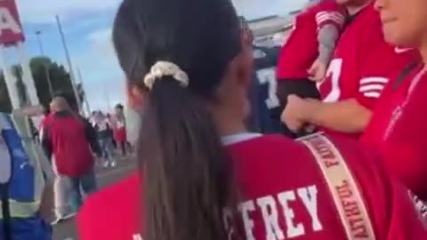 Woman denied entry into the San Francisco 49ers game because they were wearing a MAGA hat.