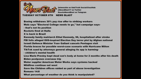 Tuesday, October 8, 2024 News Blast