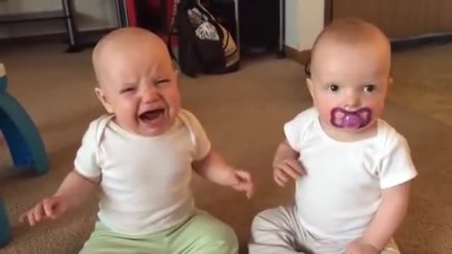 Twin baby girls fight over pacifier#cutesbabes