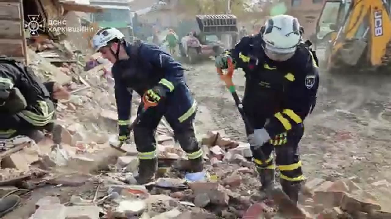 Kharkiv. Rescue operations at the site of a Russian aerial bomb hit have been