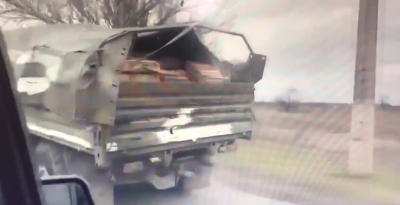 Ukrainians in captured Russian truck