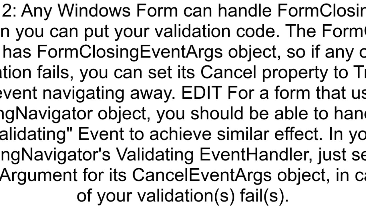 How to validate form data entry before navigation with WinForms in NET using DataBindingNavigator