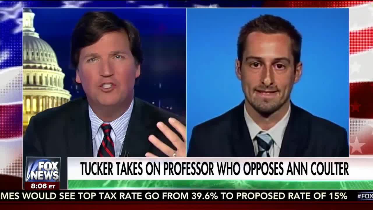 Liberal prof backpedals while debating Tucker Carlson