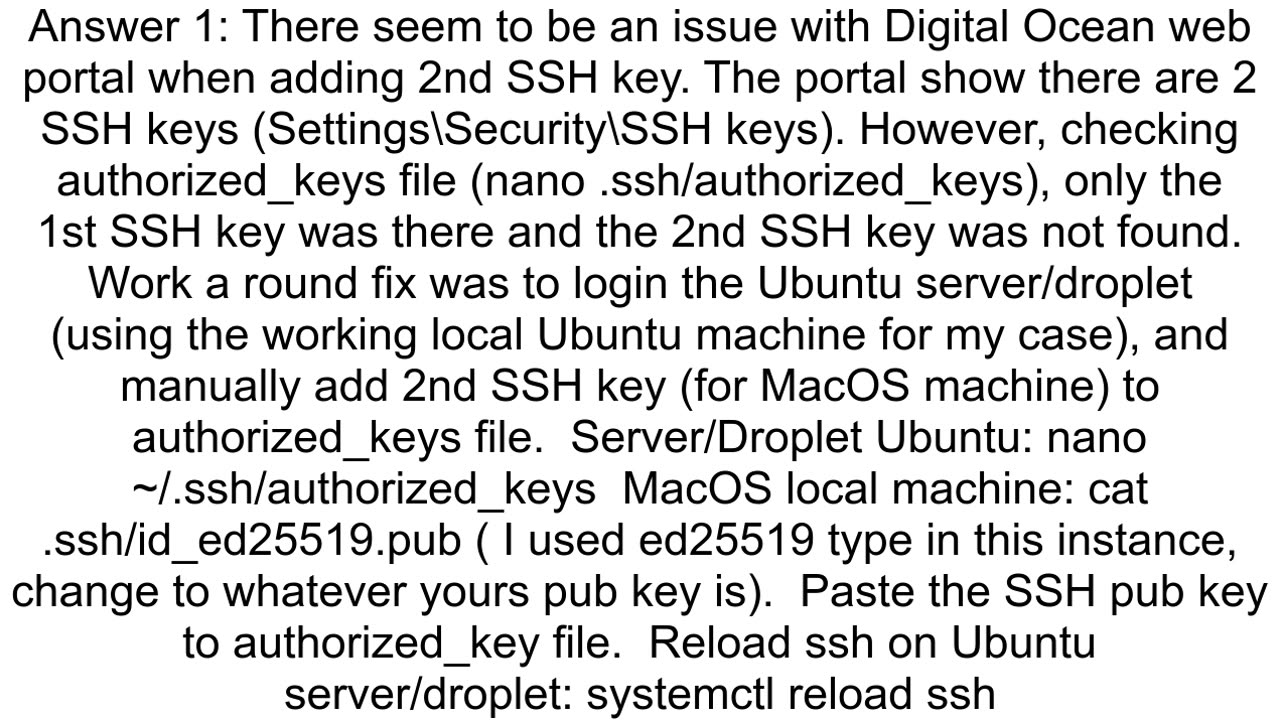 DigitalOcean Permission denied publickey when adding new ssh keys to an existing droplet