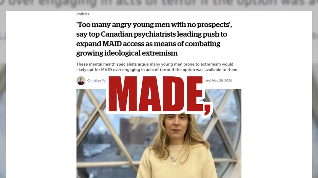 Fact Check: CBC Did NOT Report MAID Suggested For 'Angry Young Men With No Prospects' -- Fake