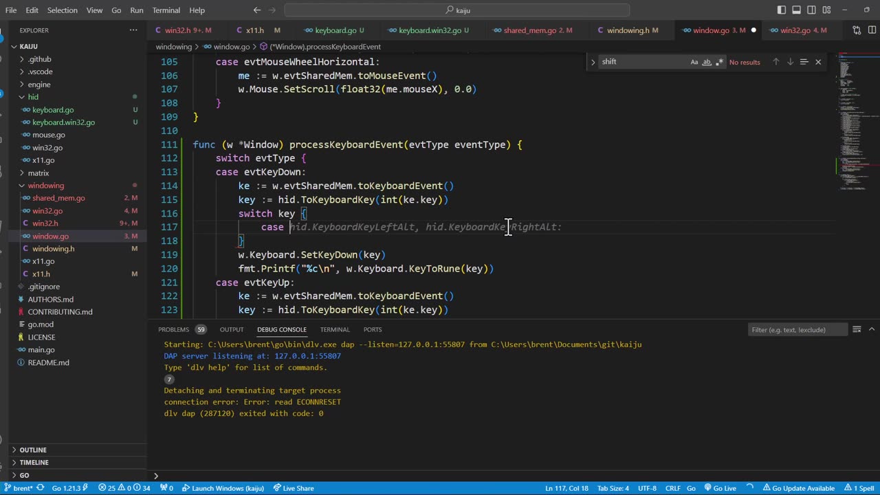 Keiju Engine (issue #8) - Create the primary logic for keyboard input