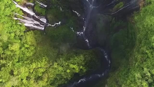 💚 How incredible is this bird’s eye view of Tumpak Sewu Waterfall? Real Nature🐾