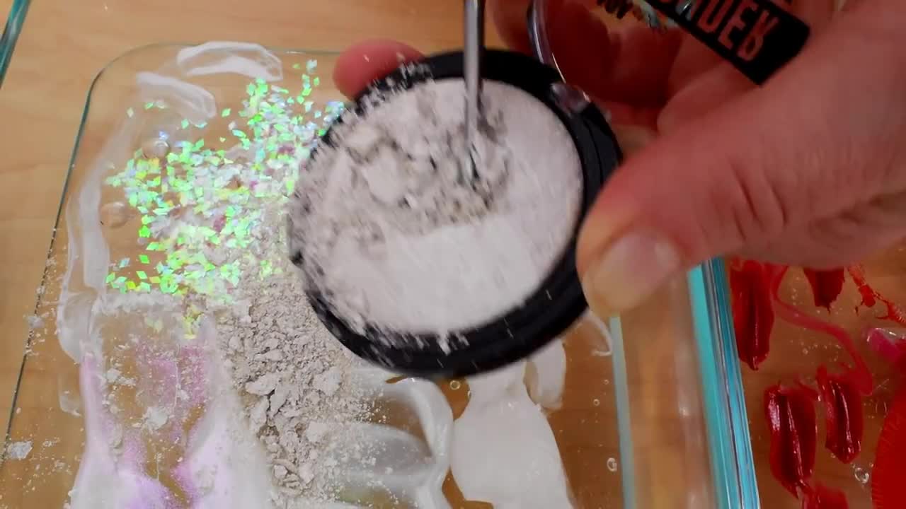 Red vs White - Mixing Makeup Eyeshadow Into Slime! Special Series 100 Satisfying