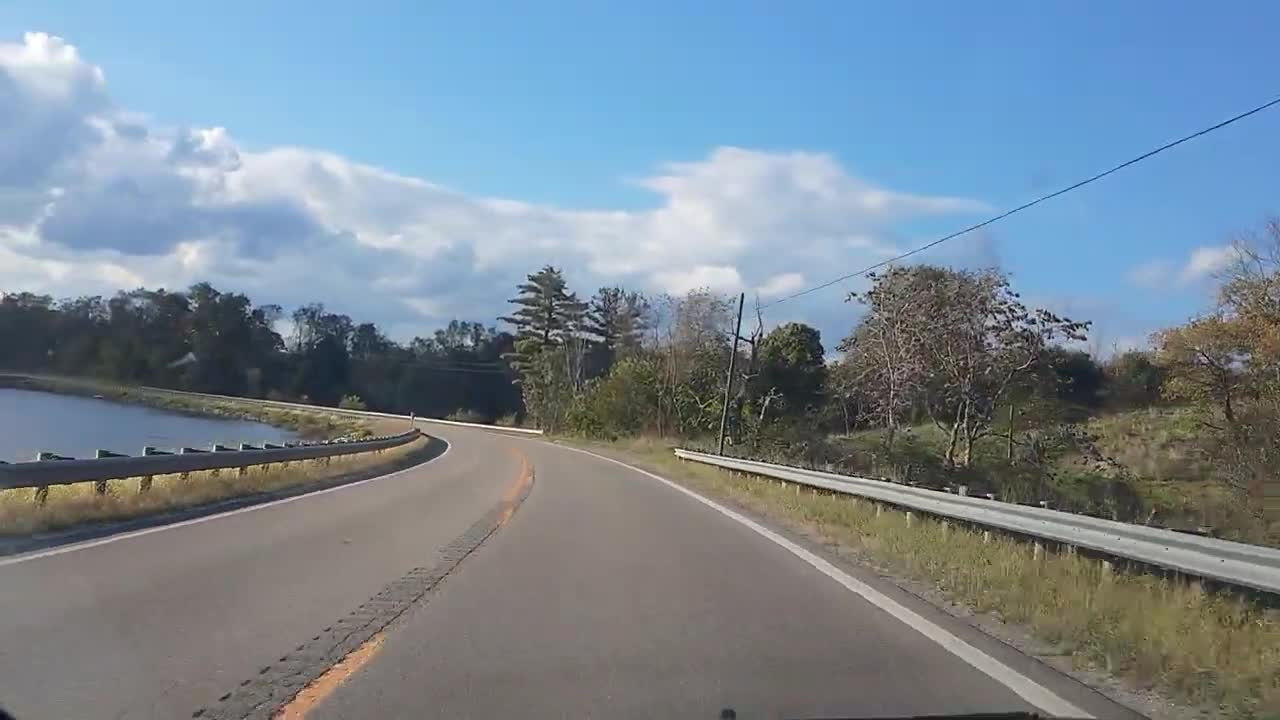 Driving on Route 250 by Tappan Lake Ohio
