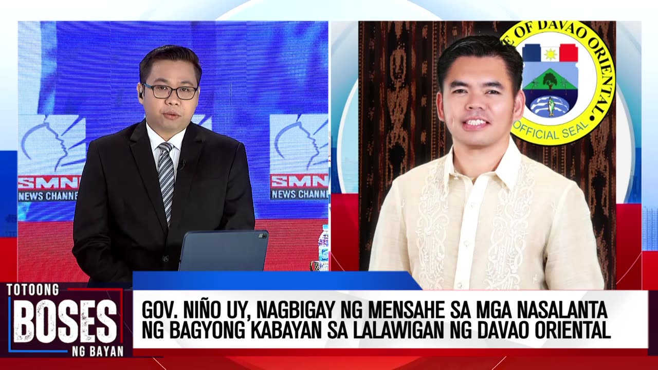 Gov. Niño Uy, nagbigay ng mensahe sa mga nasalanta ng Bagyong Kabayan sa lalawigan ng Davao Oriental