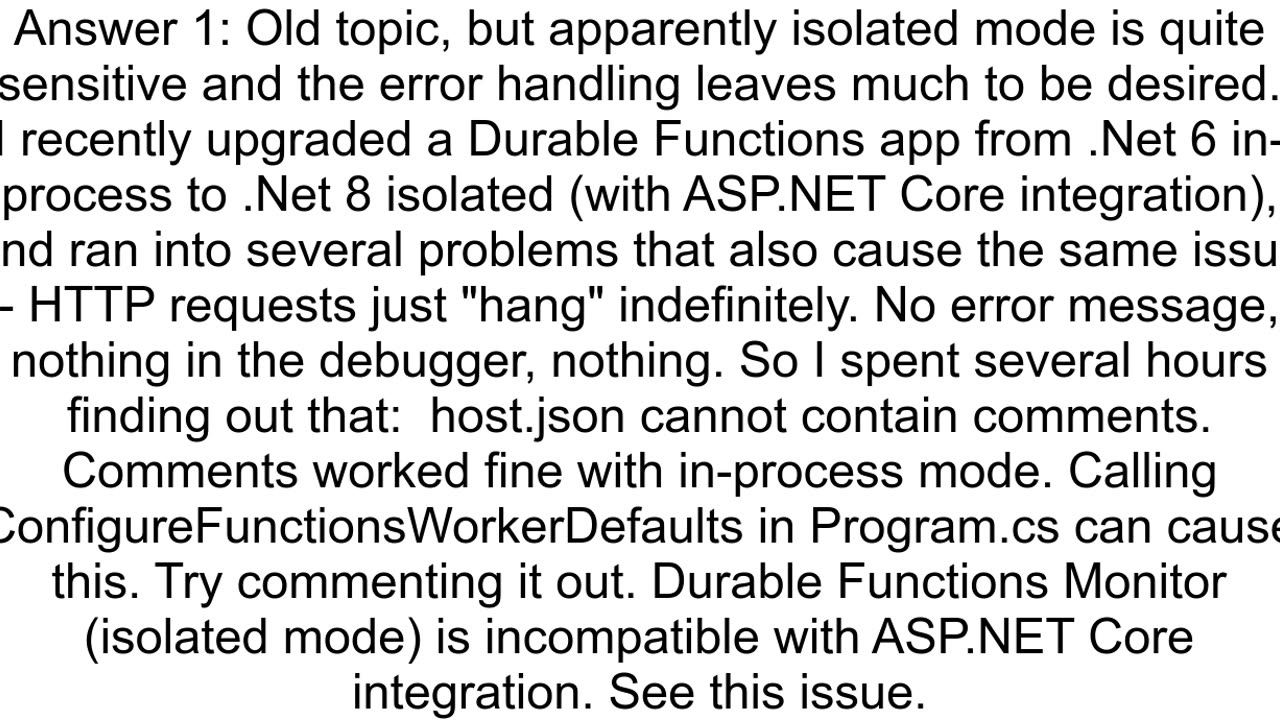 Isolated Function App not responding to HTTP calls