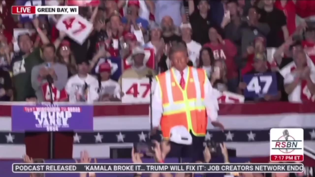 Trump walks out in a Garbage Uniform 🤣🤣😂😂💀