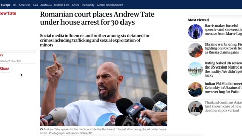 Jason W Chan's Take - Freedom Fighter: Romanian court puts AndrewTate under house arrest for 30 days