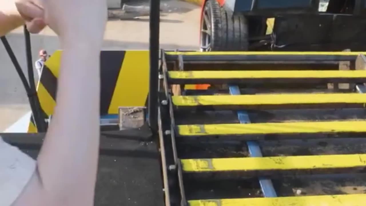 The Lamborghini going in the world largest shredder