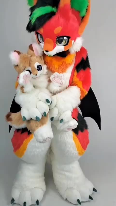 Kemono Fursuiter With Furry Plush