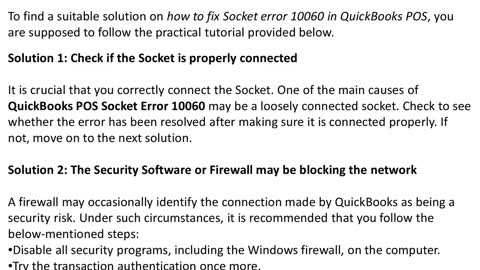 Fix QuickBooks POS Socket Error 10060 - Connection Timed Out