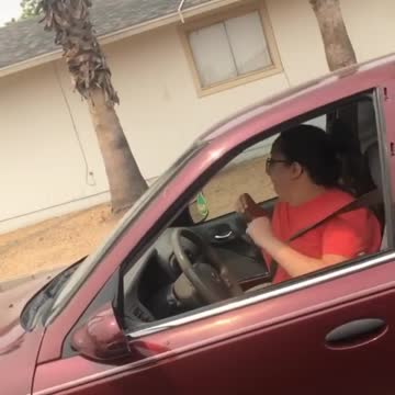 Woman hilariously caught dancing in her car